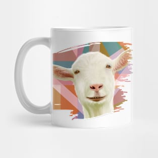 White Goat Face Colorful Geometric Mug